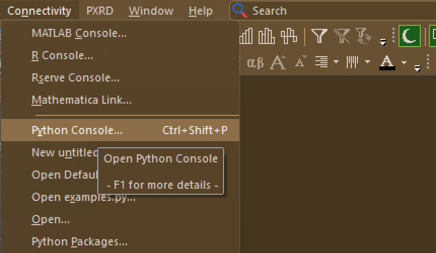 opening the python console