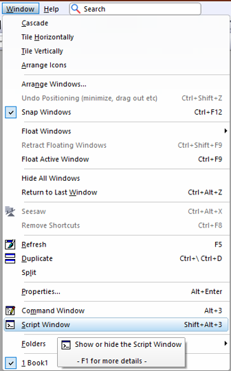 Open script window