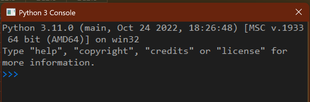 view from the python console